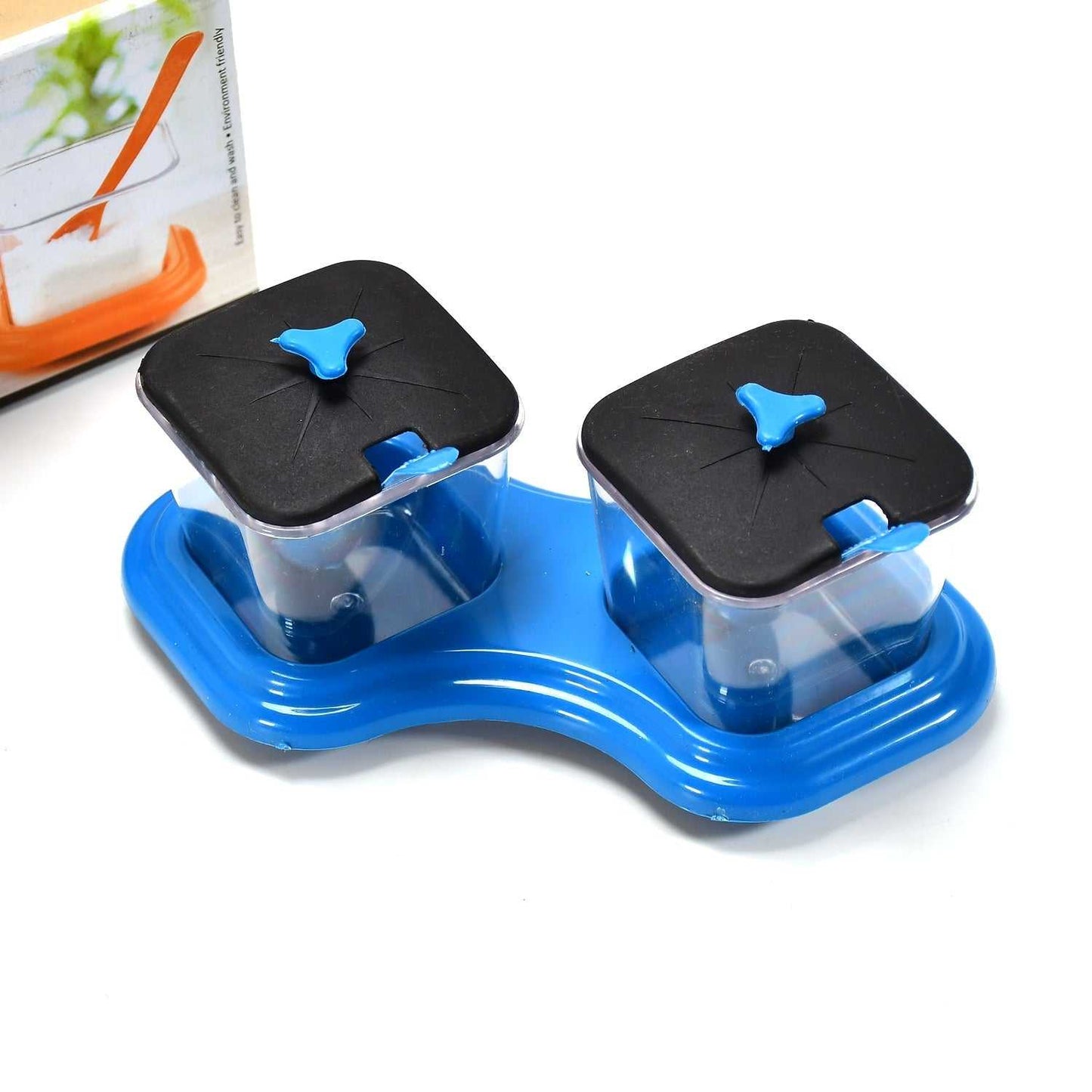 0148 Dining Table Stand 2 Pcs Pickle Jar Spice Tray Spoons Virgin Plastic Kitchen Storage Container Serving Salt Pepper Sauces Chutney Masala Mukhwas Aachar dd