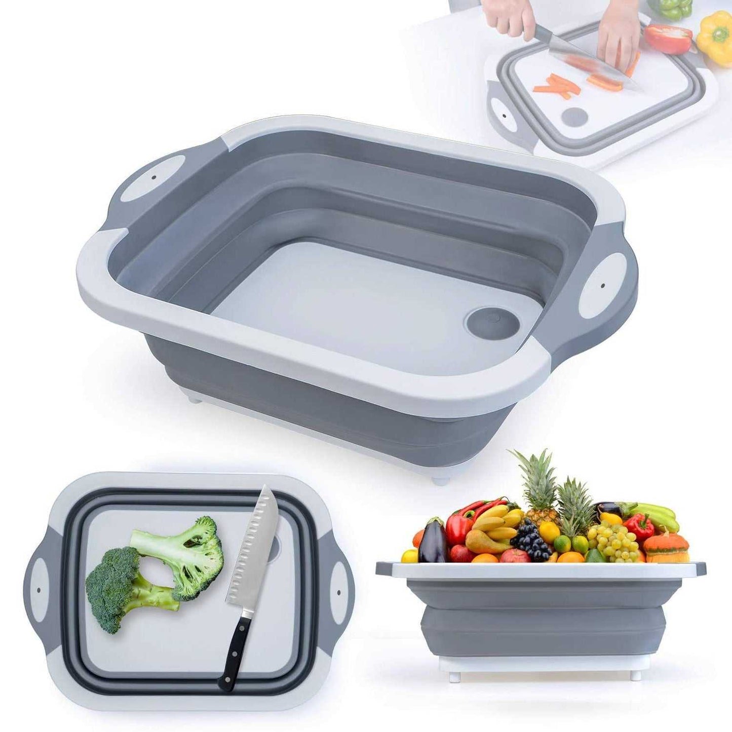 0098L COLLAPSIBLE CUTTING BOARD WITH DISH TUB BASKET For Kitchen Use ( 1 Pcs ) dd