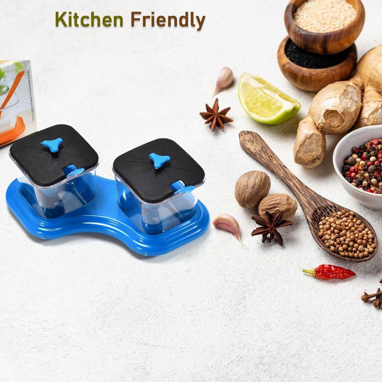 0148 Dining Table Stand 2 Pcs Pickle Jar Spice Tray Spoons Virgin Plastic Kitchen Storage Container Serving Salt Pepper Sauces Chutney Masala Mukhwas Aachar dd
