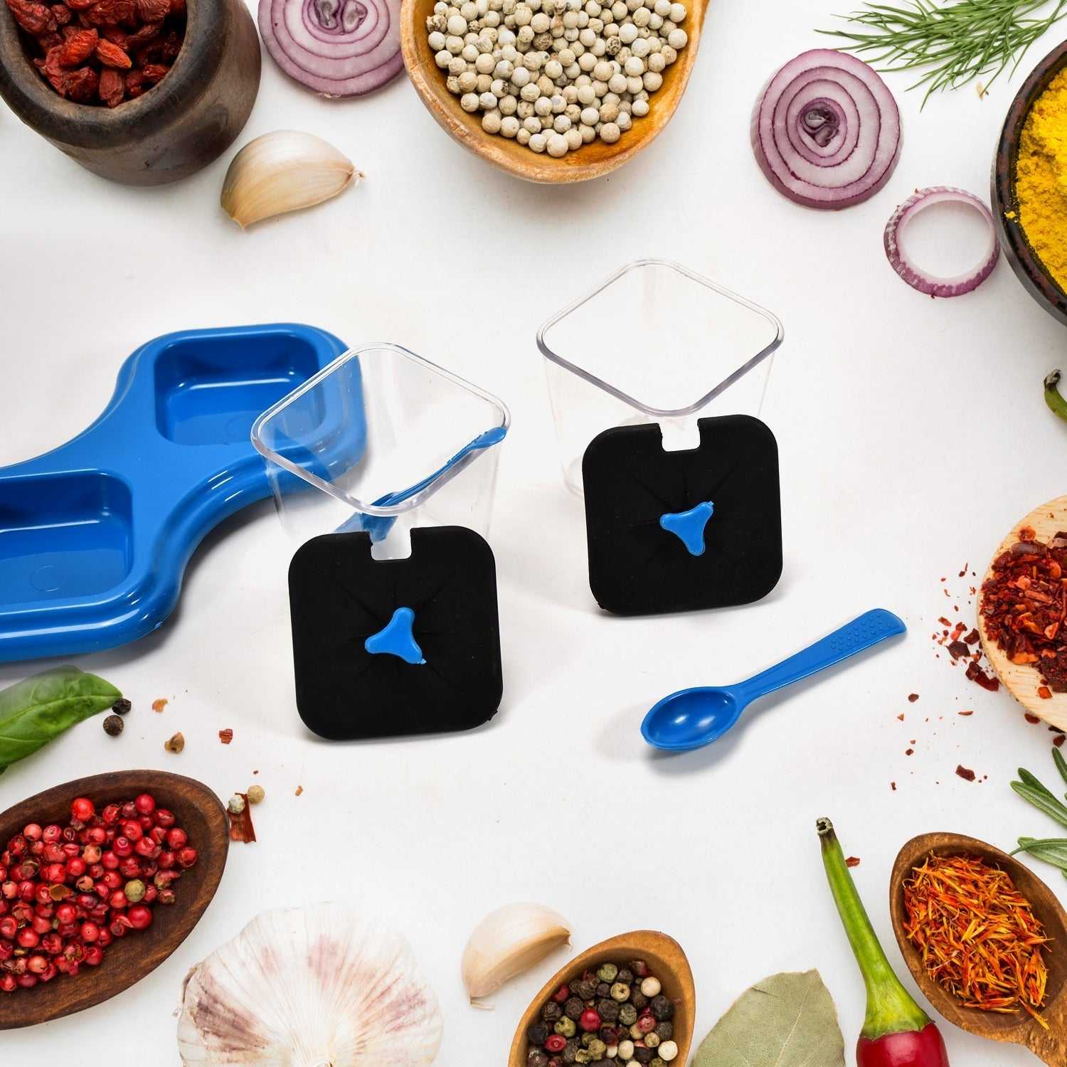 0148 Dining Table Stand 2 Pcs Pickle Jar Spice Tray Spoons Virgin Plastic Kitchen Storage Container Serving Salt Pepper Sauces Chutney Masala Mukhwas Aachar dd