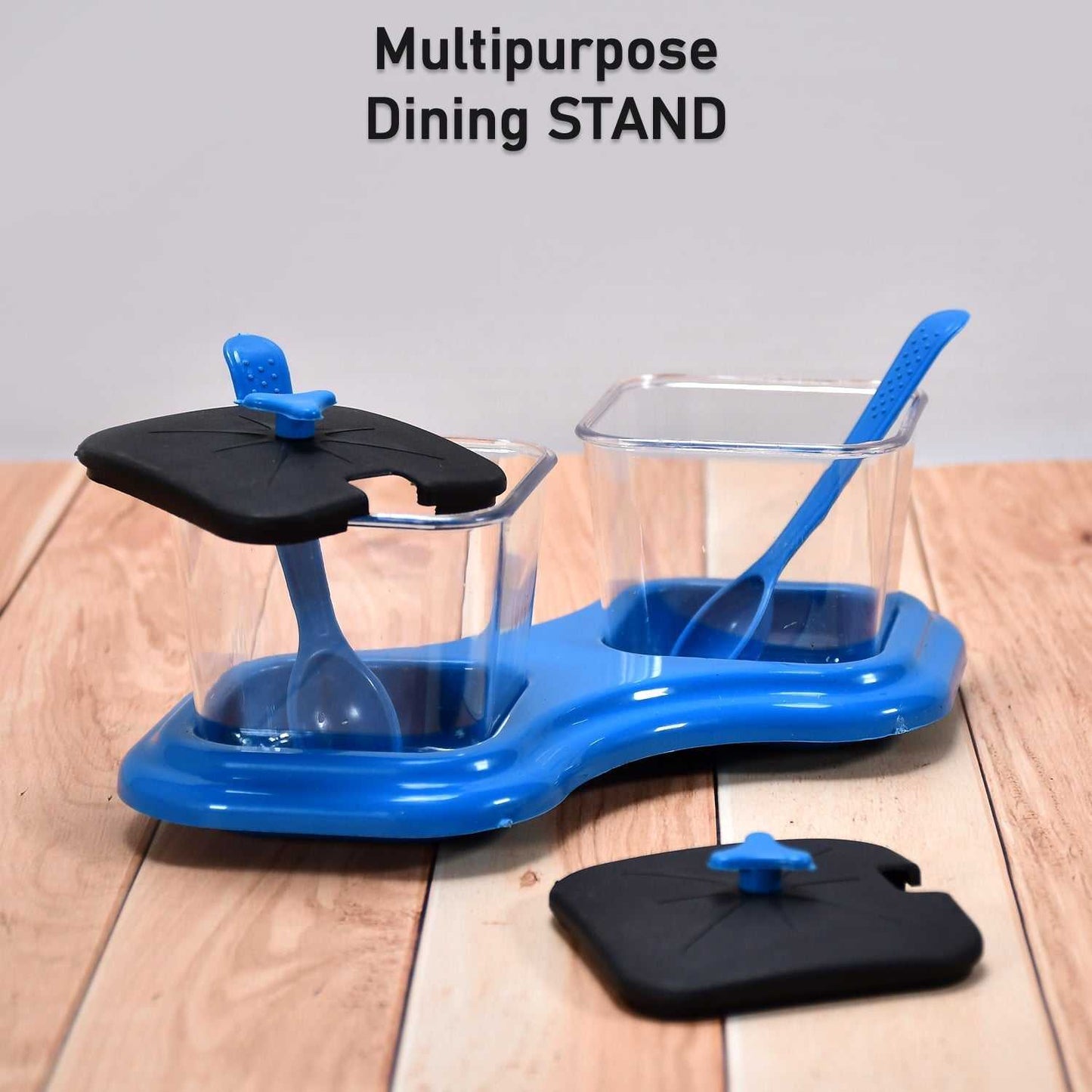 0148 Dining Table Stand 2 Pcs Pickle Jar Spice Tray Spoons Virgin Plastic Kitchen Storage Container Serving Salt Pepper Sauces Chutney Masala Mukhwas Aachar dd