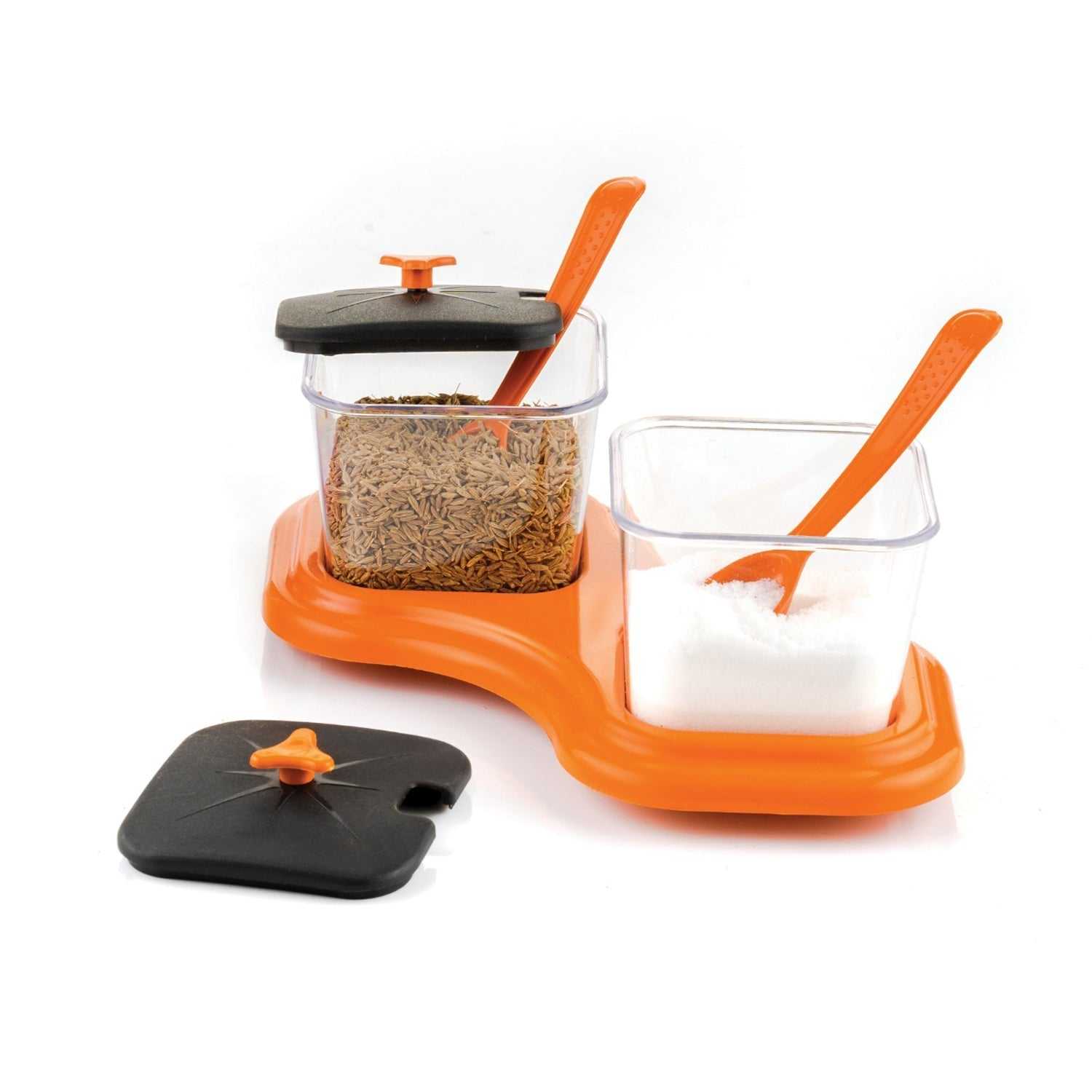0148 Dining Table Stand 2 Pcs Pickle Jar Spice Tray Spoons Virgin Plastic Kitchen Storage Container Serving Salt Pepper Sauces Chutney Masala Mukhwas Aachar dd