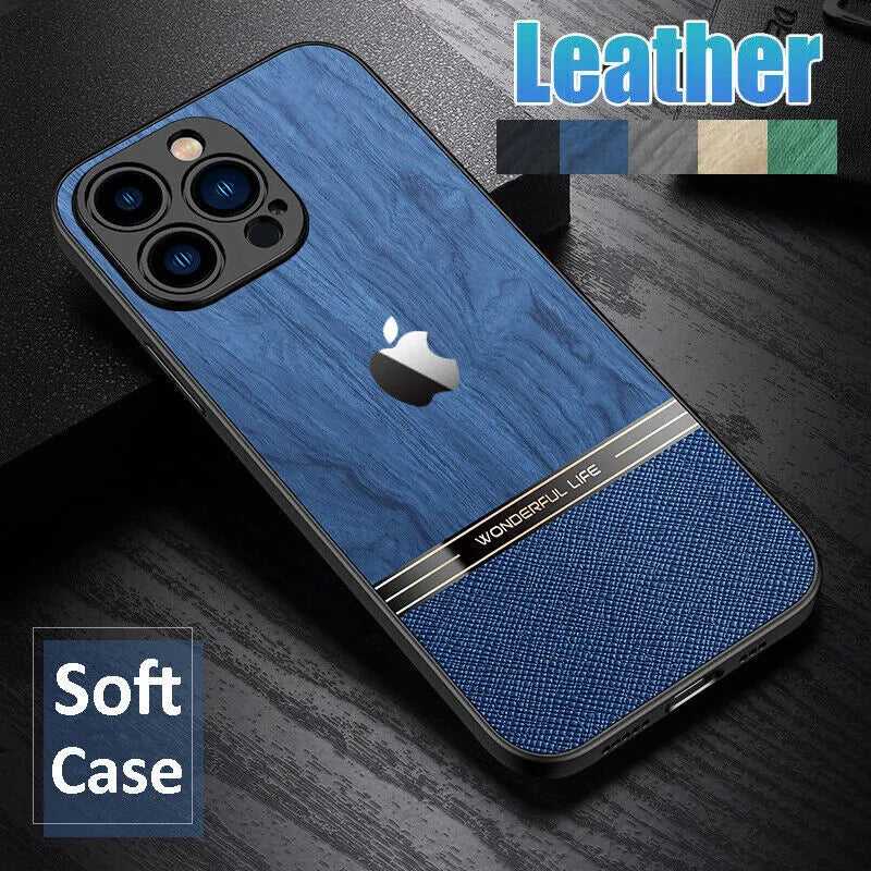 Case For iPhone 15 Pro 14 Plus 13 12 11 Max Shockproof Leather Phone Back Cover