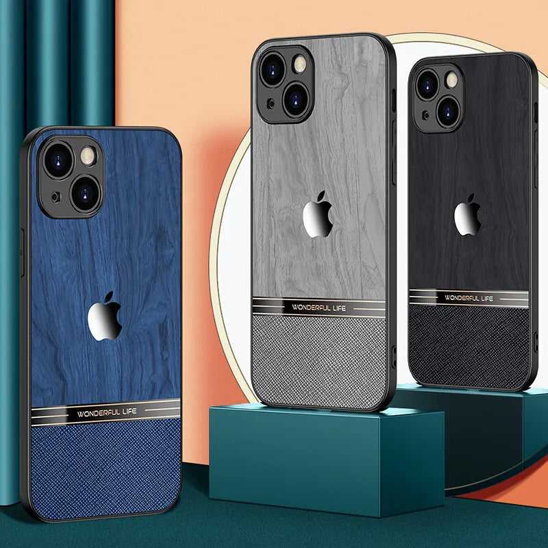 Case For iPhone 15 Pro 14 Plus 13 12 11 Max Shockproof Leather Phone Back Cover